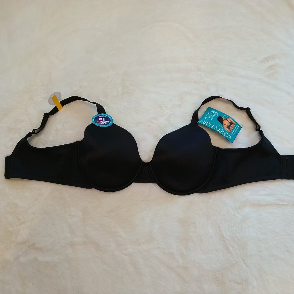 Vanity Fair Womens Beauty Back Full Figure Back Smoothing Underwire Black Bra 🌷